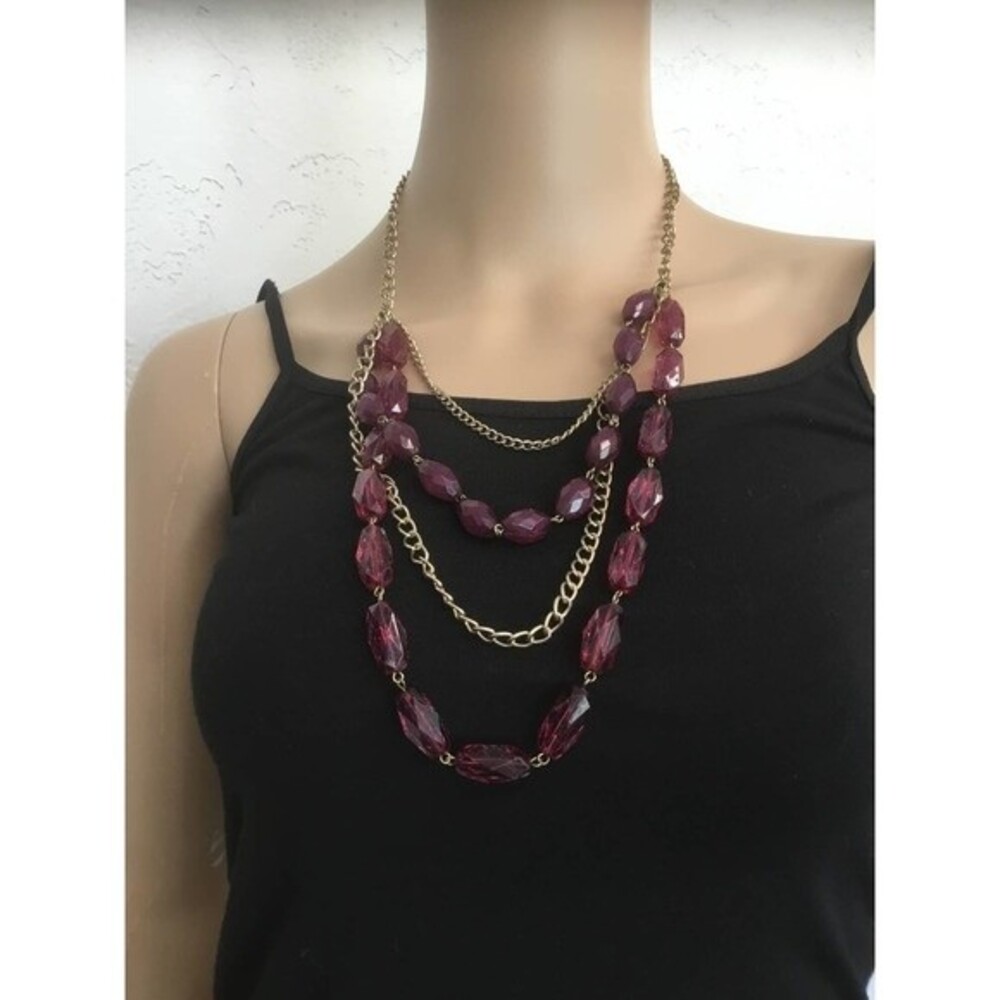 Gold a Purple Bead Necklace